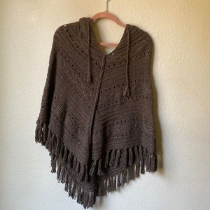 Hooded crochet poncho